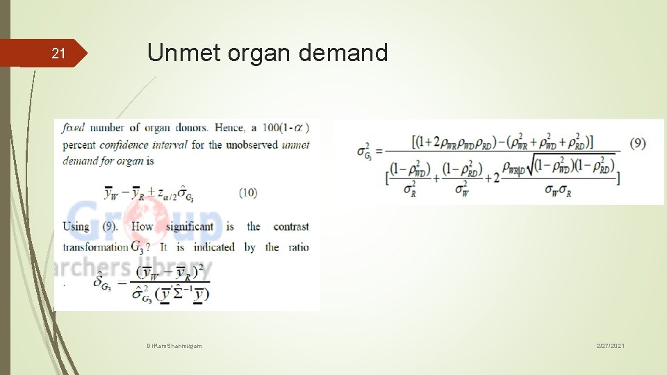 21 Unmet organ demand Dr. Ram. Shanmugam Where 2/27/2021 