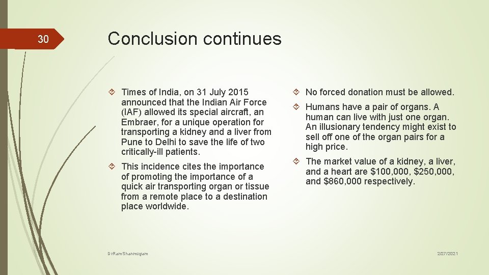 30 Conclusion continues Times of India, on 31 July 2015 announced that the Indian