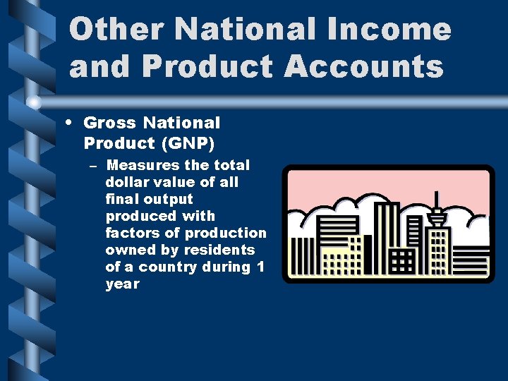 Other National Income and Product Accounts • Gross National Product (GNP) – Measures the Other National Income and Product Accounts • Gross National Product (GNP) – Measures the