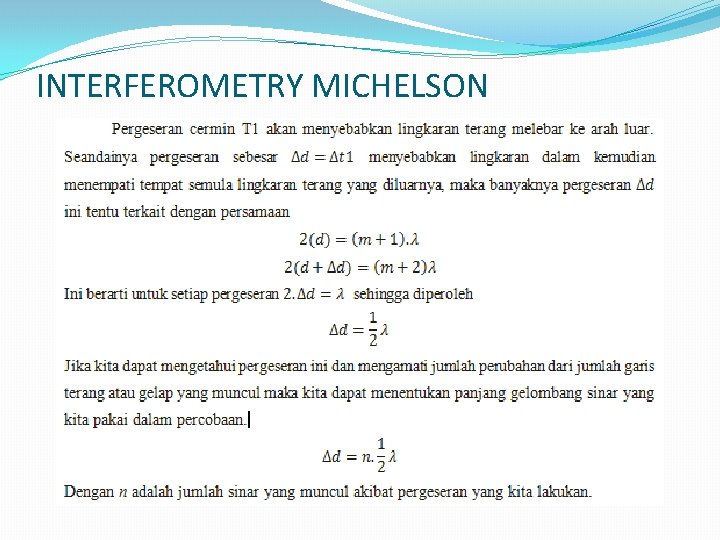 INTERFEROMETRY MICHELSON 