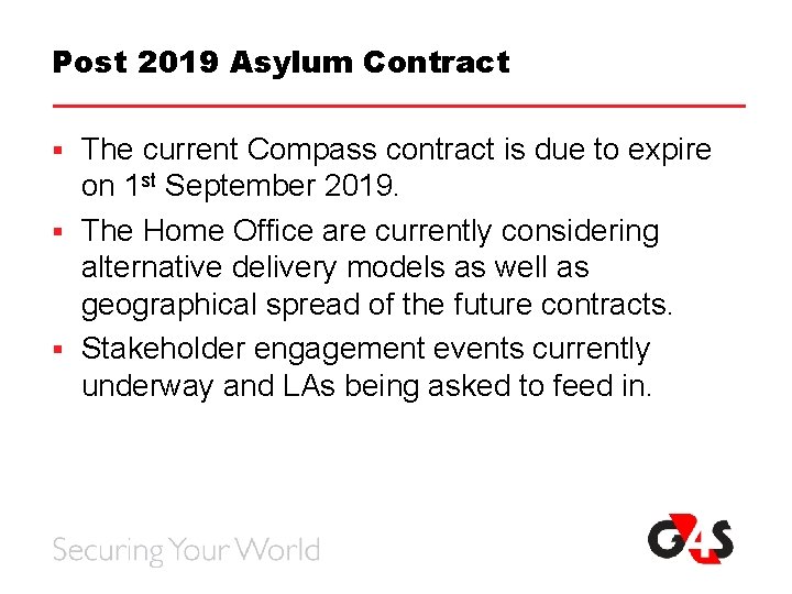 Post 2019 Asylum Contract The current Compass contract is due to expire on 1