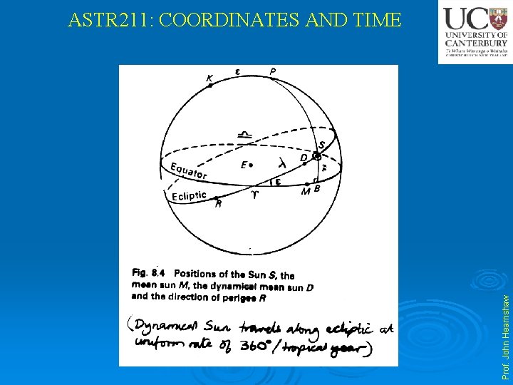 Prof. John Hearnshaw ASTR 211: COORDINATES AND TIME 