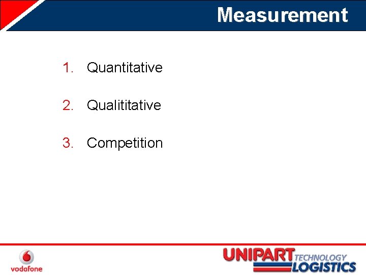 Measurement 1. Quantitative 2. Qualititative 3. Competition 