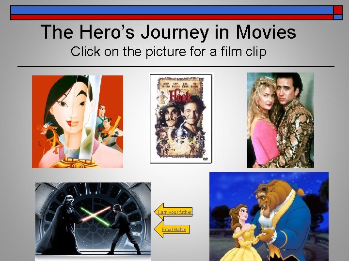 The Hero’s Journey in Movies Click on the picture for a film clip .