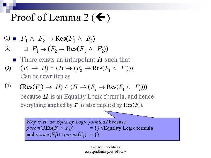 Decision Procedures An Algorithmic Point Of View Deciding