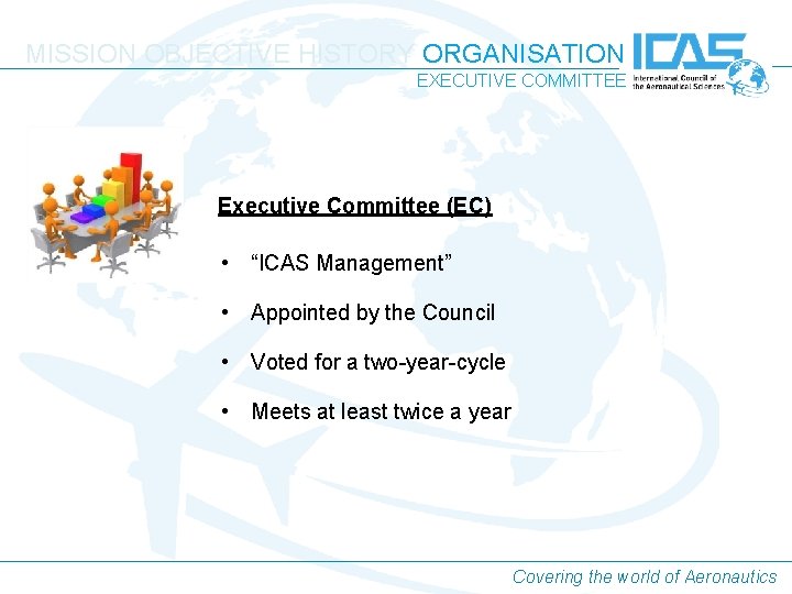 MISSION OBJECTIVE HISTORY ORGANISATION EXECUTIVE COMMITTEE Executive Committee (EC) • “ICAS Management” • Appointed MISSION OBJECTIVE HISTORY ORGANISATION EXECUTIVE COMMITTEE Executive Committee (EC) • “ICAS Management” • Appointed