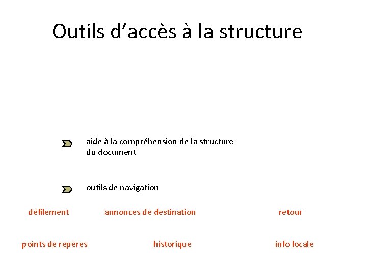 Outils d’accès à la structure aide à la compréhension de la structure du document