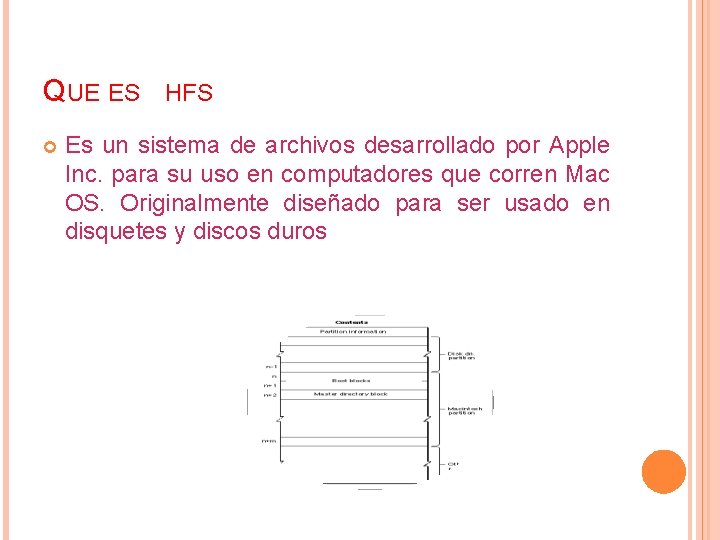 QUE ES HFS Es un sistema de archivos desarrollado por Apple Inc. para su