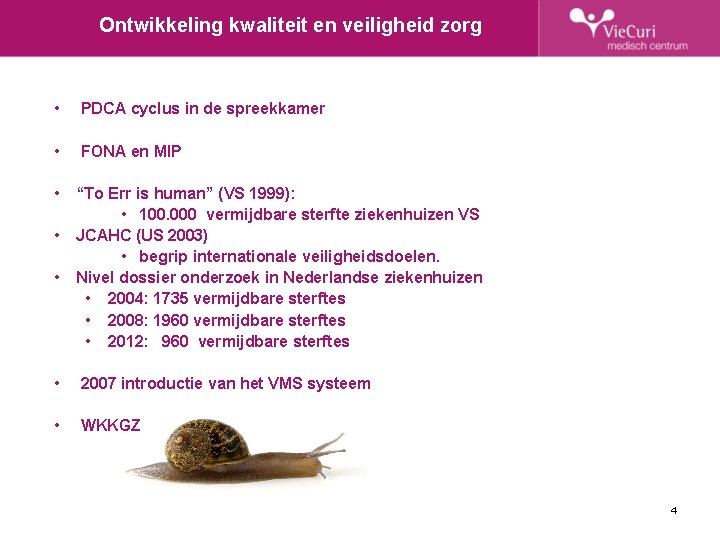 Ontwikkeling kwaliteit en veiligheid zorg • PDCA cyclus in de spreekkamer • FONA en