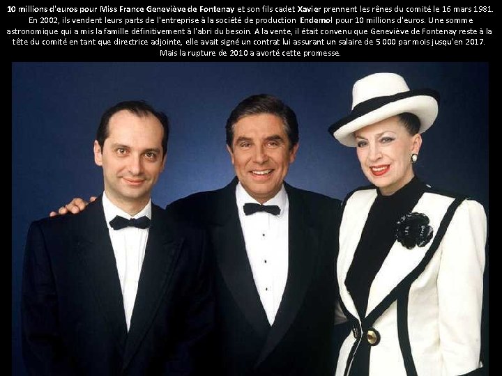 10 millions d'euros pour Miss France Geneviève de Fontenay et son fils cadet Xavier