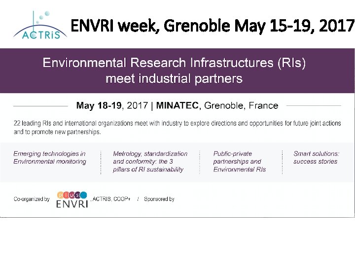 ENVRI week, Grenoble May 15 -19, 2017 