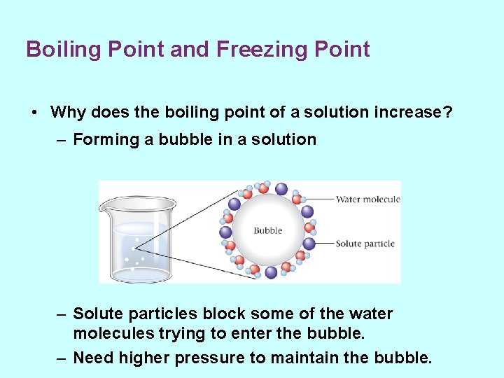 Boiling Point and Freezing Point • Why does the boiling point of a solution