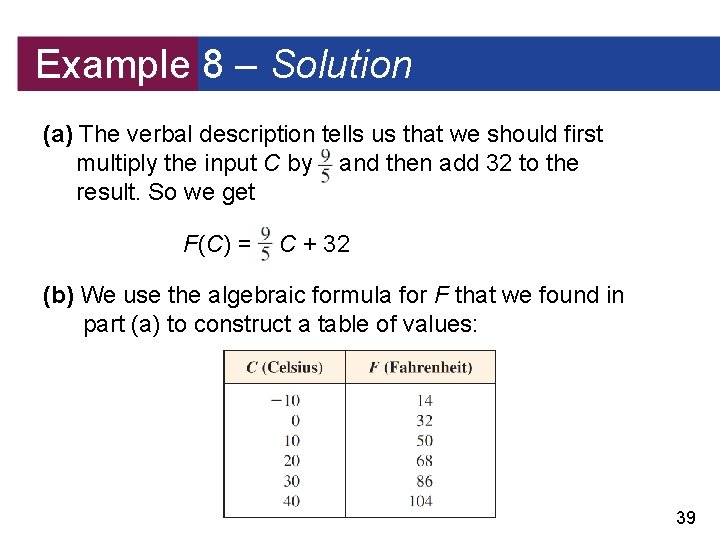 Example 8 – Solution (a) The verbal description tells us that we should first