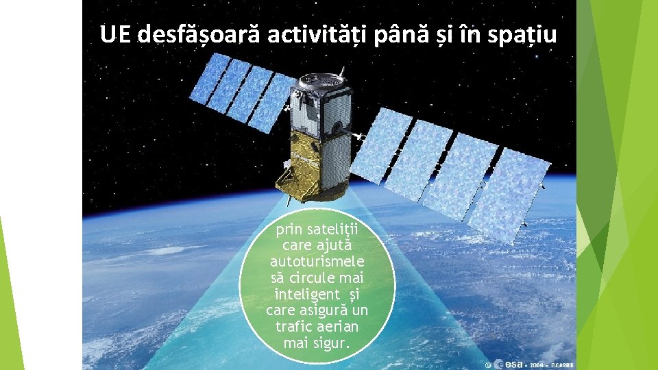 UE desfășoară activități până și în spațiu prin sateliții care ajută autoturismele să circule
