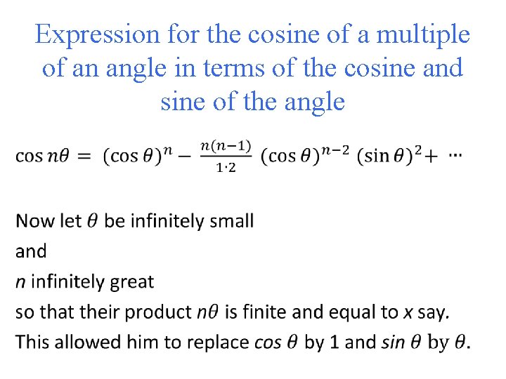 Expression for the cosine of a multiple of an angle in terms of the