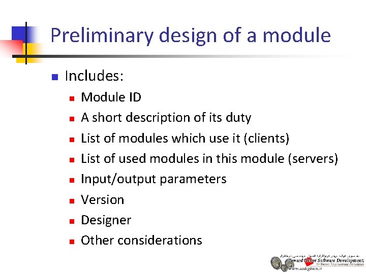 Preliminary design of a module n Includes: n n n n Module ID A Preliminary design of a module n Includes: n n n n Module ID A