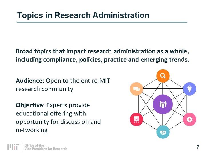 Topics in Research Administration Broad topics that impact research administration as a whole, including