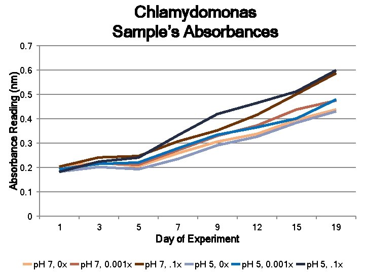Chlamydomonas Sample’s Absorbance Reading (nm) 0. 7 0. 6 0. 5 0. 4 0.