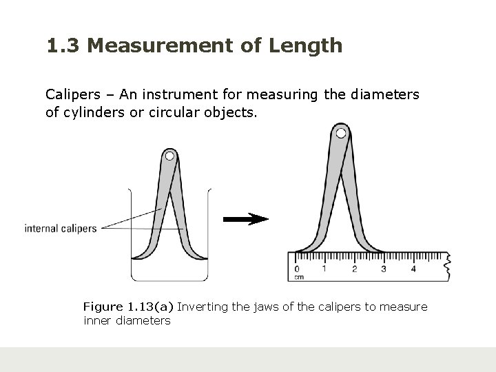 1. 3 Measurement of Length Calipers – An instrument for measuring the diameters of