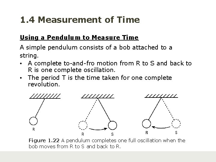 1. 4 Measurement of Time Using a Pendulum to Measure Time A simple pendulum