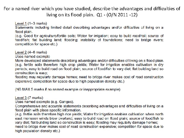 For a named river which you have studied, describe the advantages and difficulties of