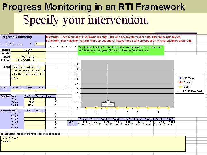 Progress Monitoring in an RTI Framework Specify your intervention. 