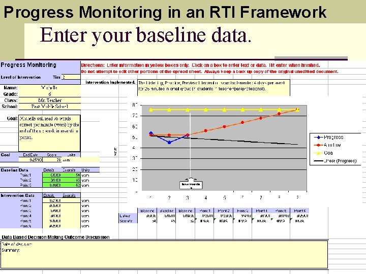 Progress Monitoring in an RTI Framework Enter your baseline data. 