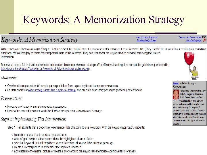 Keywords: A Memorization Strategy Keywords: A Memorization Strategy