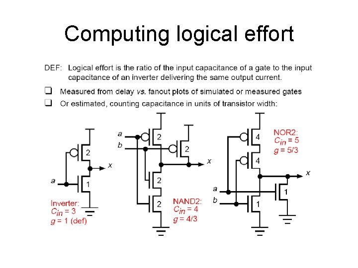 Computing logical effort Computing logical effort