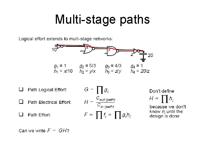 Multi-stage paths Multi-stage paths