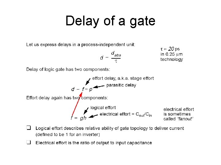 Delay of a gate Delay of a gate