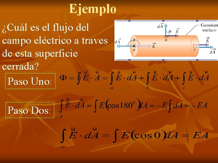 Ejemplo ¿Cuál es el flujo del campo eléctrico a traves de esta superficie cerrada?