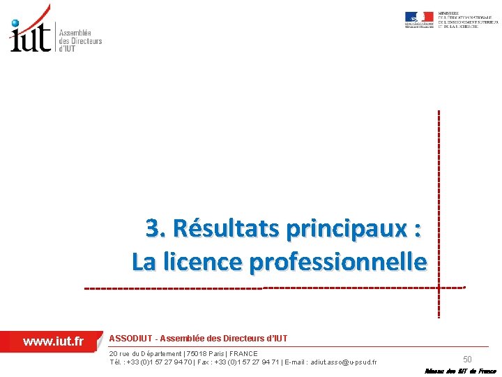 3. Résultats principaux : La licence professionnelle www. iut. fr ASSODIUT - Assemblée des