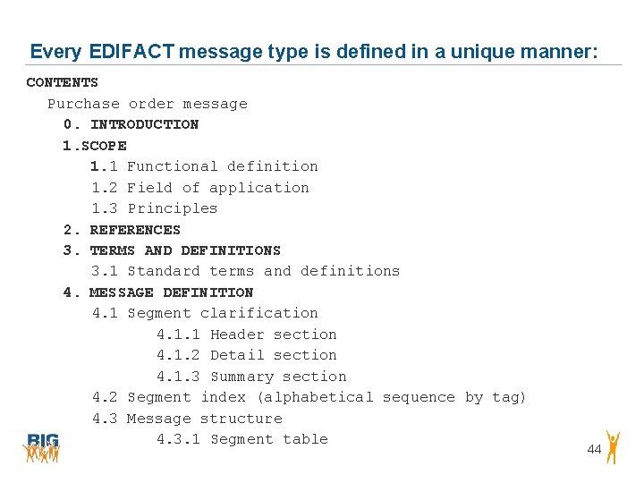 Every EDIFACT message type is defined in a unique manner: CONTENTS Purchase order message Every EDIFACT message type is defined in a unique manner: CONTENTS Purchase order message
