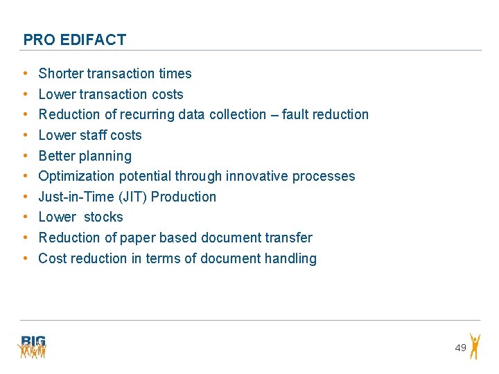 PRO EDIFACT • • • Shorter transaction times Lower transaction costs Reduction of recurring PRO EDIFACT • • • Shorter transaction times Lower transaction costs Reduction of recurring