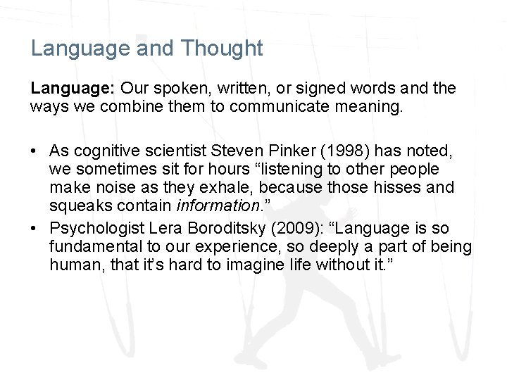 Chapter 9 Thinking Language and Intelligence Josef F
