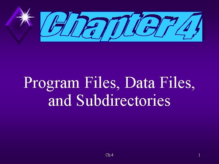 Program Files, Data Files, and Subdirectories Ch 4 1 