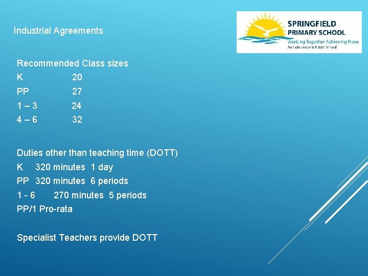 Industrial Agreements Recommended Class sizes K 20 PP 27 1– 3 24 4– 6