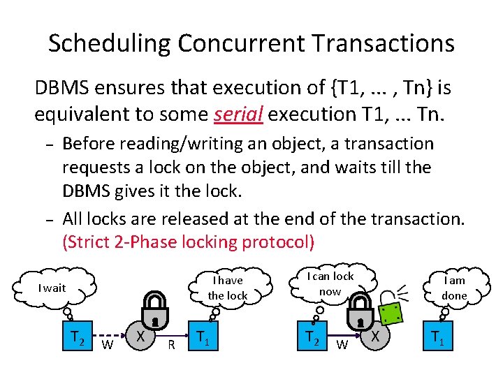 Scheduling Concurrent Transactions DBMS ensures that execution of {T 1, . . . ,