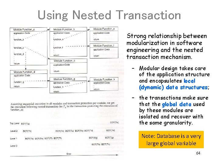 Using Nested Transaction Strong relationship between modularization in software engineering and the nested transaction