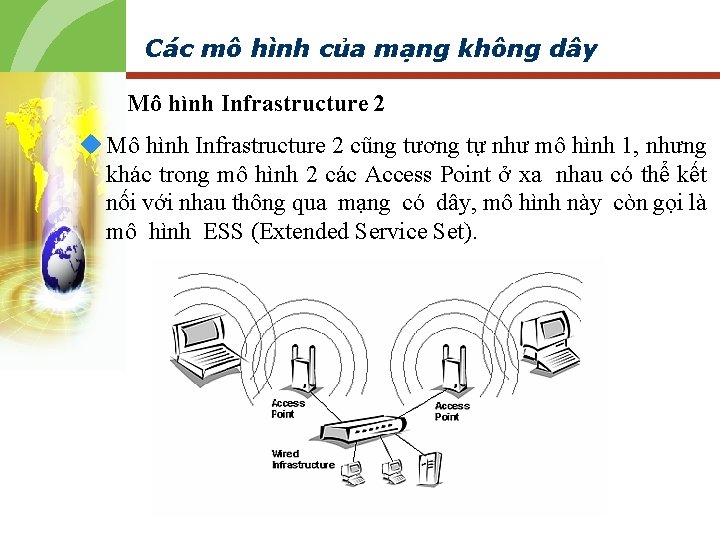 Các mô hình của mạng không dây Mô hình Infrastructure 2 u Mô hình