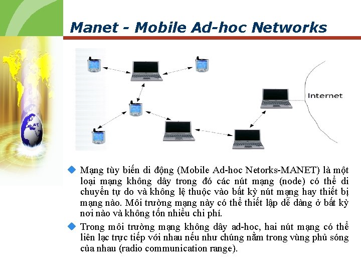 Manet - Mobile Ad-hoc Networks u Mạng tùy biến di động (Mobile Ad-hoc Netorks-MANET)