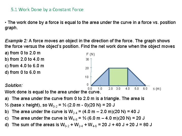 5. 1 Work Done by a Constant Force • The work done by a