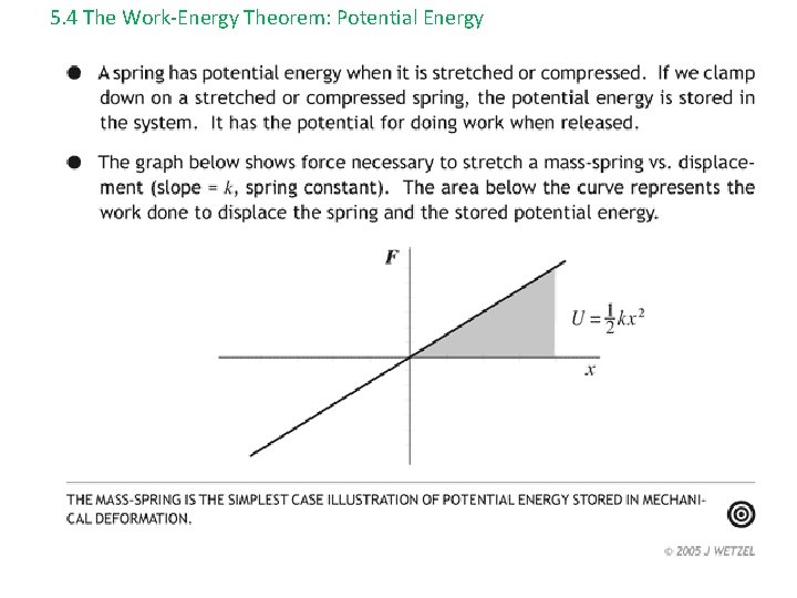 5. 4 The Work-Energy Theorem: Potential Energy 
