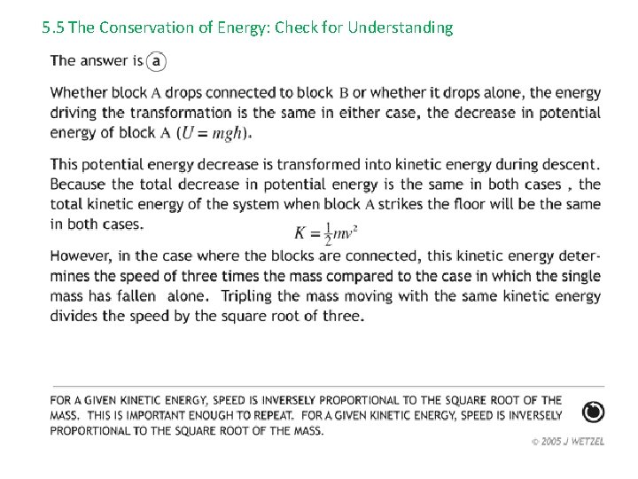 5. 5 The Conservation of Energy: Check for Understanding 