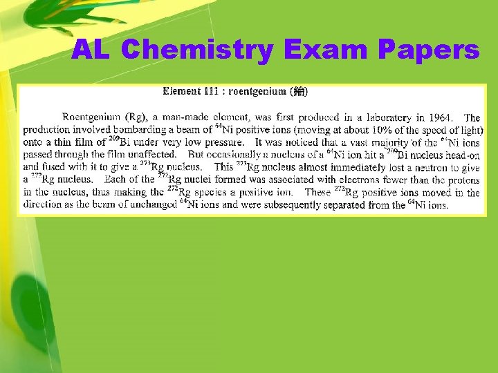 AL Chemistry Exam Papers 