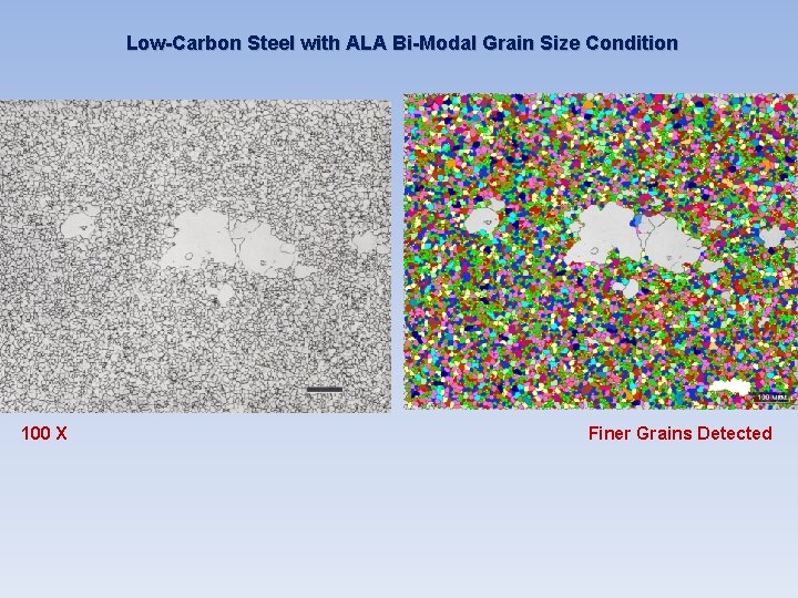 Low-Carbon Steel with ALA Bi-Modal Grain Size Condition 100 X Finer Grains Detected Low-Carbon Steel with ALA Bi-Modal Grain Size Condition 100 X Finer Grains Detected