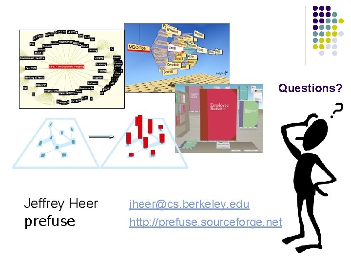 Questions? Jeffrey Heer prefuse jheer@cs. berkeley. edu http: //prefuse. sourceforge. net 