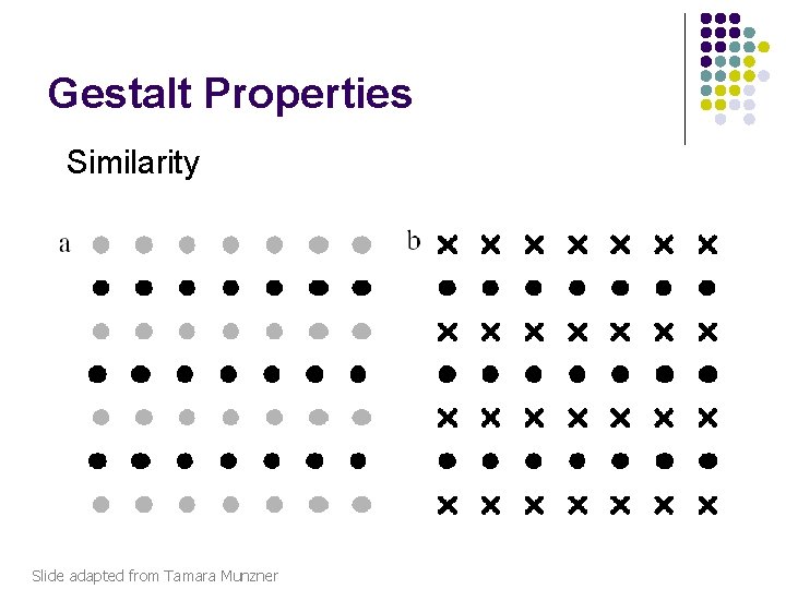 Gestalt Properties Similarity Slide adapted from Tamara Munzner 