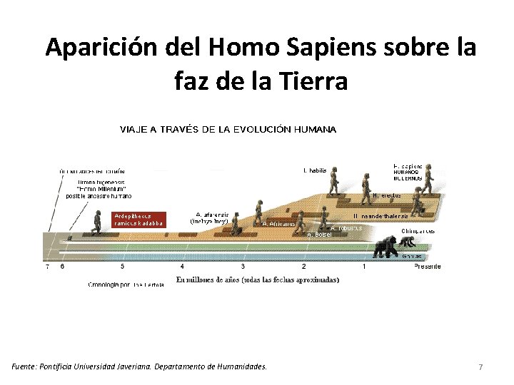 Aparición del Homo Sapiens sobre la faz de la Tierra Fuente: Pontificia Universidad Javeriana.